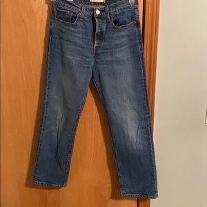 Light denim straight jeans